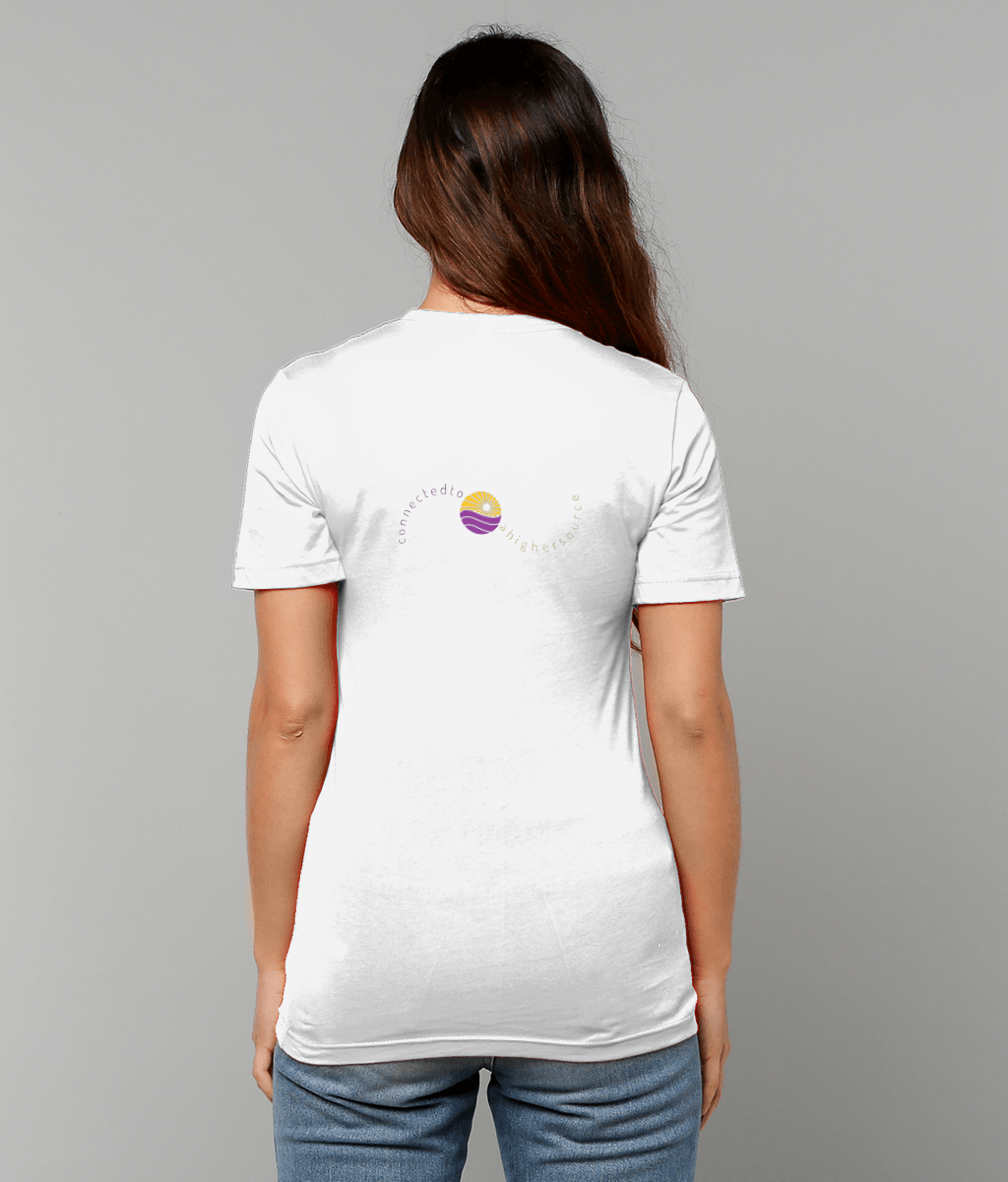 Powered by the rhythm, connected to a higher source - light weight, retail fit, crew neck t-shirt, front & back print