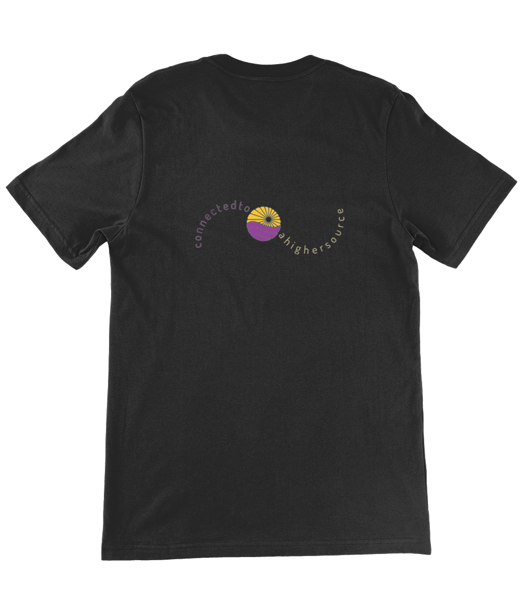 Powered by the rhythm, connected to a higher source - light weight, retail fit, crew neck t-shirt, front & back print