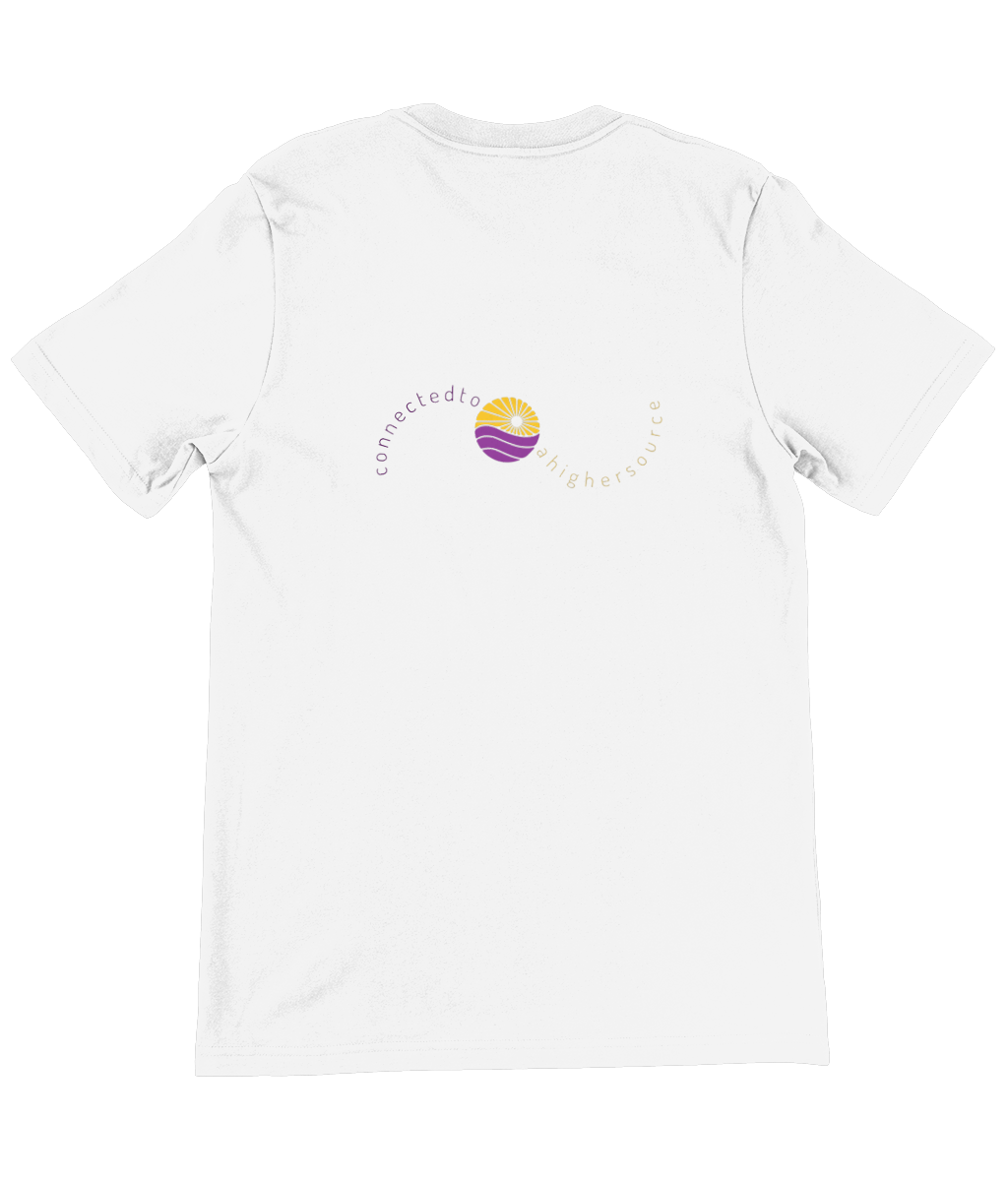 Powered by the rhythm, connected to a higher source - light weight, retail fit, crew neck t-shirt, front & back print