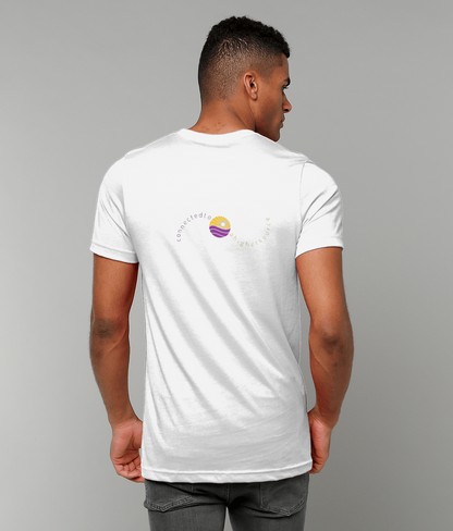 Powered by the rhythm, connected to a higher source - light weight, retail fit, crew neck t-shirt, front & back print