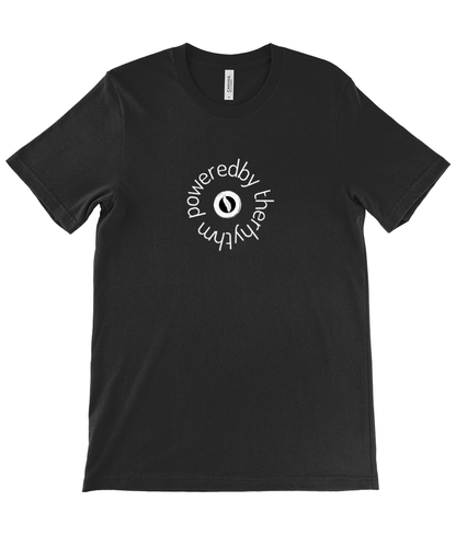 Powered by the rhythm – light weight, retail fit, crew neck t-shirt, front print