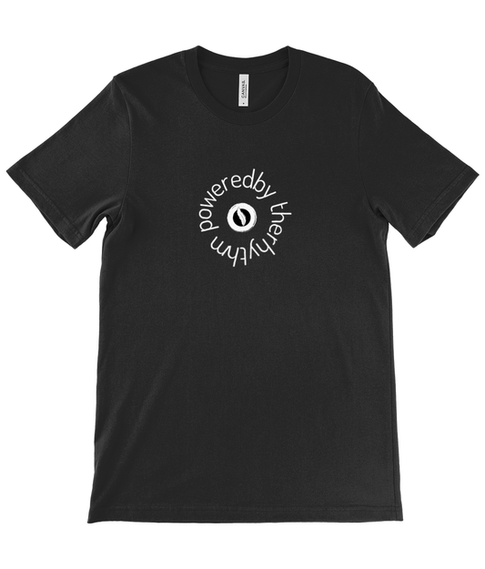 Powered by the rhythm – light weight, retail fit, crew neck t-shirt, front print
