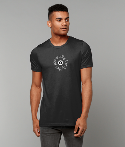 Powered by the rhythm – light weight, retail fit, crew neck t-shirt, front print